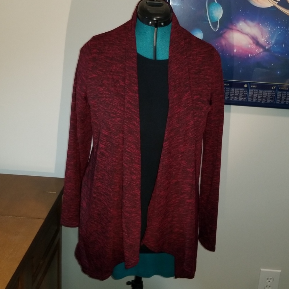 Burgundy cardigan by Cotton Emporium